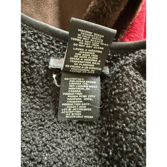 Ike‎ Behar Wrap/Shawl Plaid Red And Black With Fleece One Size - Picture 5 of 5